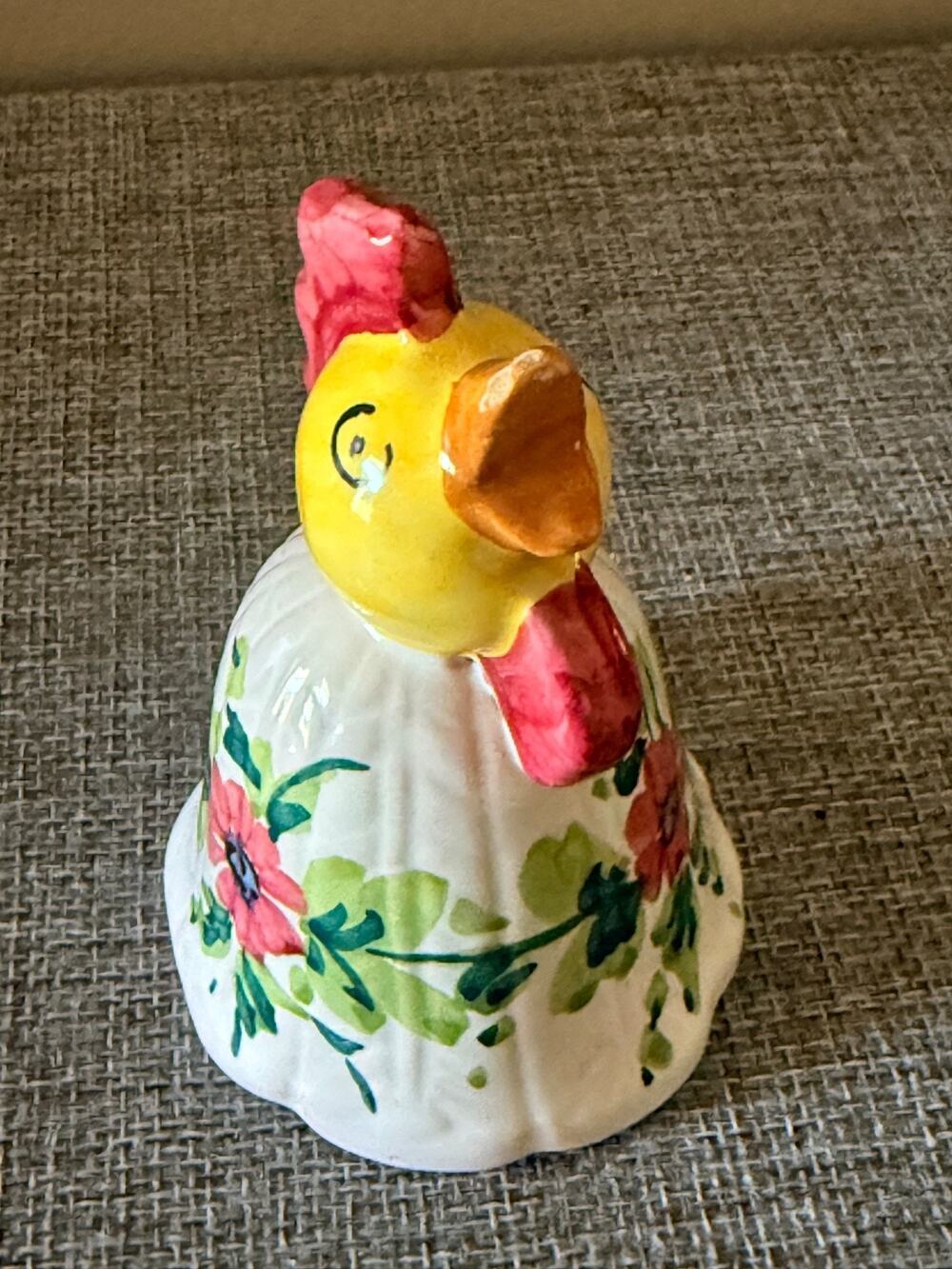 Vintage Italy Ceramic Hen Figurine Hand Painted Floral Art Pottery #280